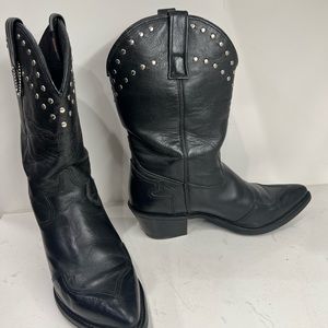 Women’s Leather Black Studded Harley Davidson Boots Size 8M. Fit like 7.5.